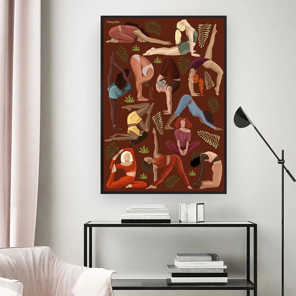 Home Gym York - Vintage Yoga Hareketleri Posteri Tuval Sanat