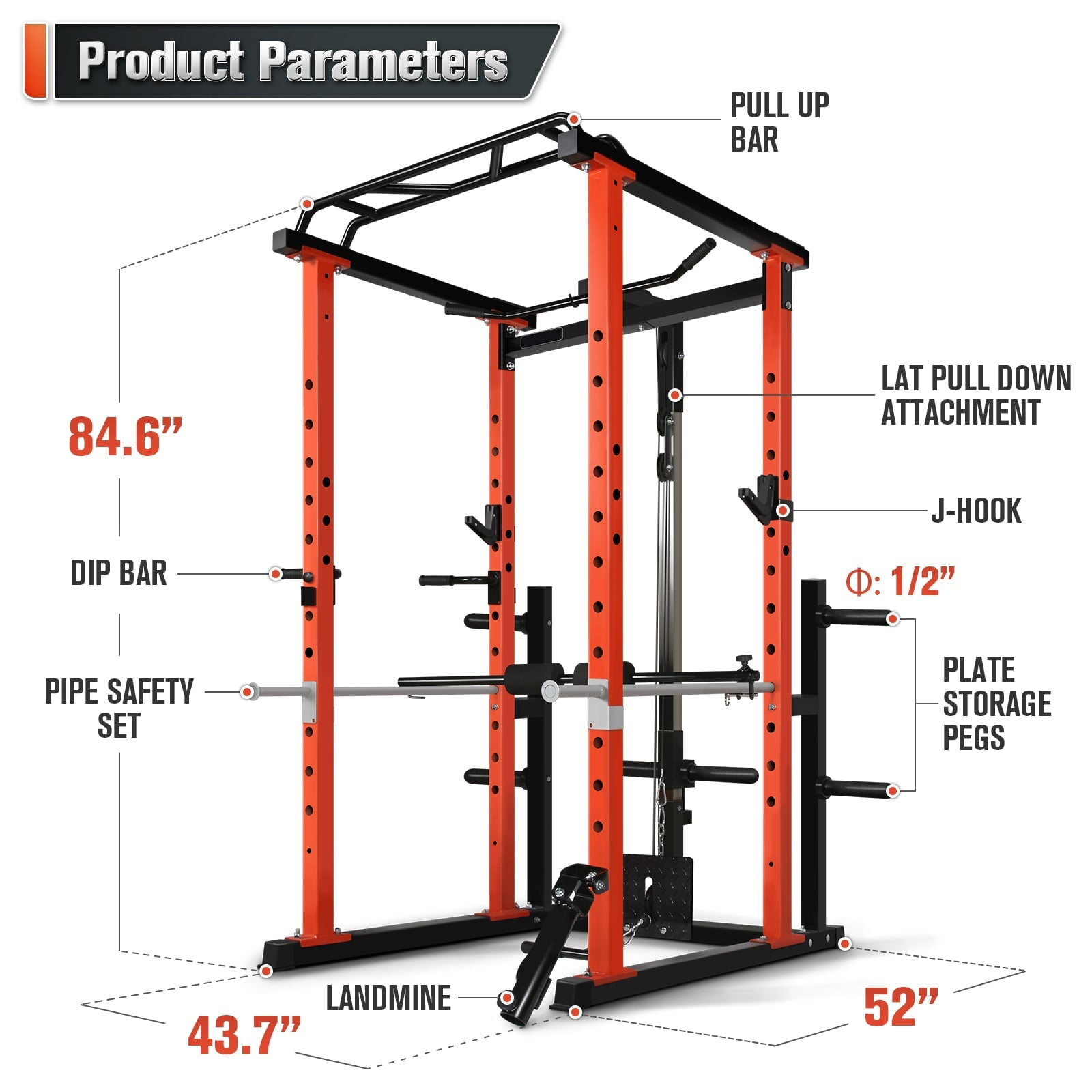 Squat Rack Power - Ticari Çok Fonksiyonlu Güç Kafesi Ev